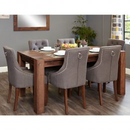 Shiro Solid Walnut Large Dining Table And Six Luxury Chairs